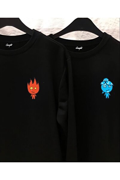 Tarzsokak Hanorac din bumbac negru, supradimensionat, cu imprimeu cu apă și f...