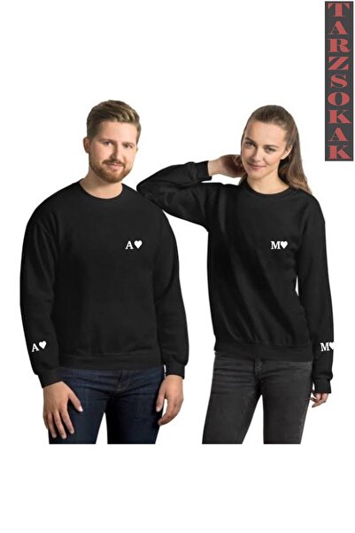 Tarzsokak Kişiye Özel Harf Baskılı 2'li Çift Sevgili Kombinleri Couple Clothi...