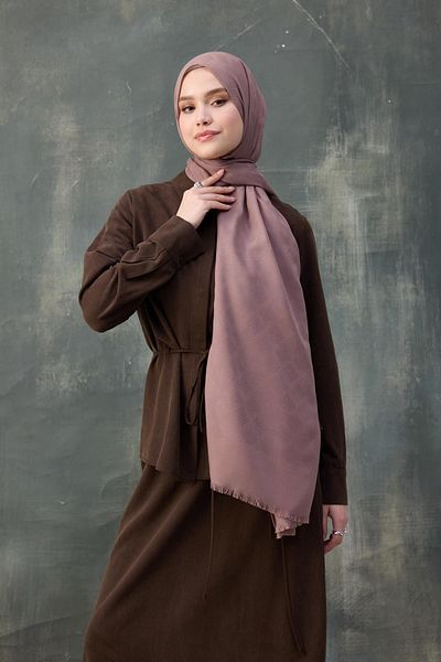 İpekhan Βαμβακερό Ζακάρ Dusty Rose Shawl - Wave Pattern 8010-01