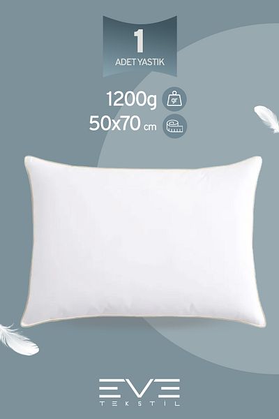 Eve Tekstil Yellow Dream Series Zippered Antiallergic Silicone Fiber Filled Vacuum Pillow 50X70Cm 1200Gr