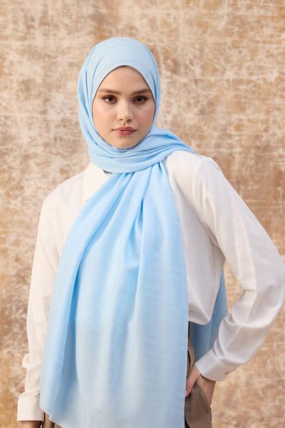 İpekhan Şal jacquard din bumbac cu model, albastru baby 8009-03