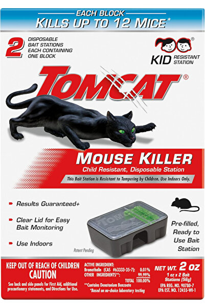 TOM CAT Tomcat Mouse Killer Disposable Bait Station, 2 pack of pre-filled sta...