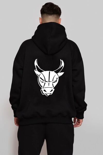 luci sports Sweatshirt Jogger Printed Oversize 3 Thread Ribbed Hooded Tracksu...