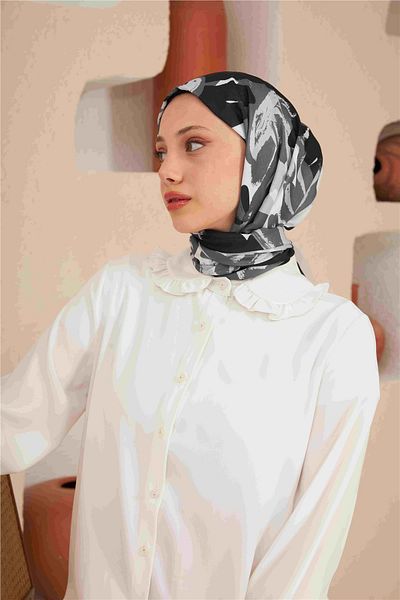 İpekhan Comfort Arya Shawl Black Grey 3028-19