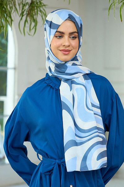 İpekhan Turquoise Blue Soft Shawl Summer Sparkle Collection - 3044-01