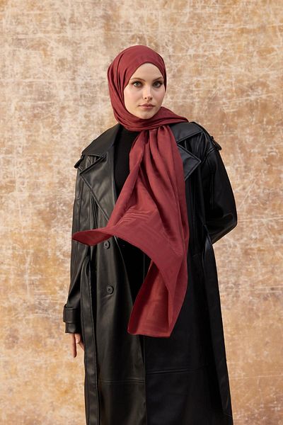 İpekhan Patterned Cotton Jacquard - Red Shawl (8009-15)
