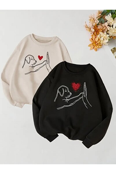 Tarzsokak الملونة طاقم الرقبة البلوز زوجين عاشق مجموعات زوجين الملابس