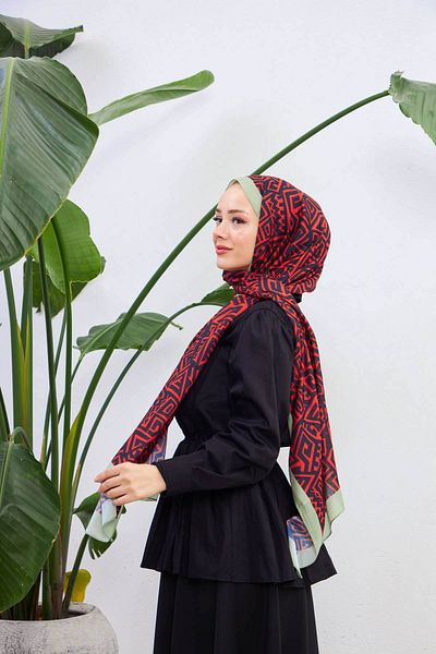İpekhan Colorday Pure Soft Shawl Claret Red Black 3040-13