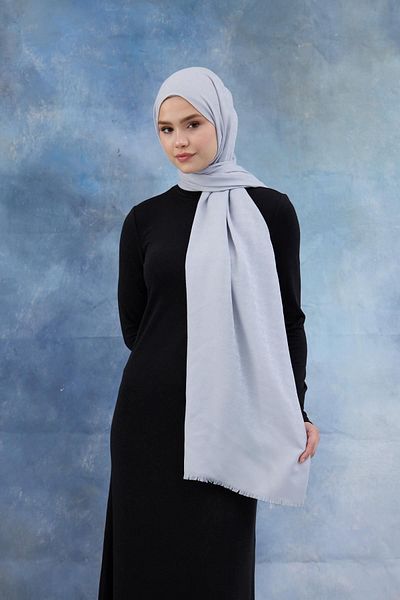 İpekhan Şal jacquard din bumbac cu model picioare de gâscă argintiu 8011-06