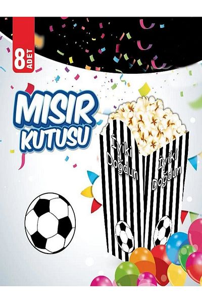 Parti Ustası Black and White Fan Corn Box 8 Pieces