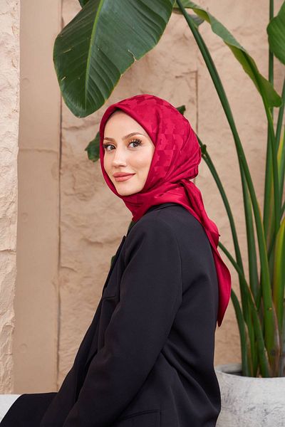 İpekhan Φουλάρι Houndstooth Jacquard Claret Red 9901-12