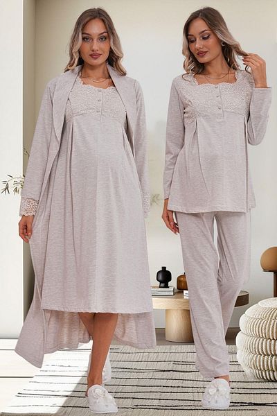 Mecit Pijama Комплект за бременни Mecit 6172 Mink Long Hair Nightwear Pijama
