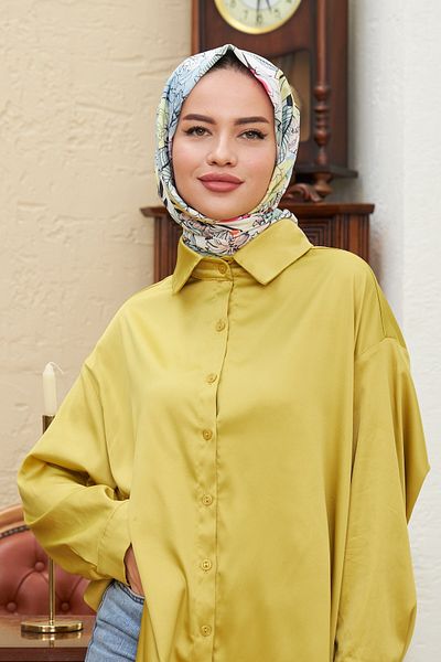 İpekhan Peony Cotton Viscose Shawl Colored White