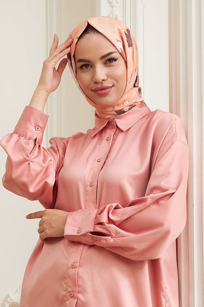 İpekhan Rose Cotton Viscose Shawl Salmon