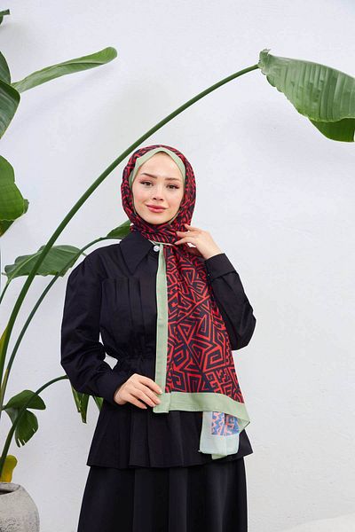 İpekhan Colorday Pure Soft Shawl Claret Red Black 3040-13