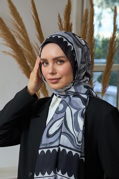 İpekhan soft shawl Gray Black summer GlItter CollectIon - 3045-14