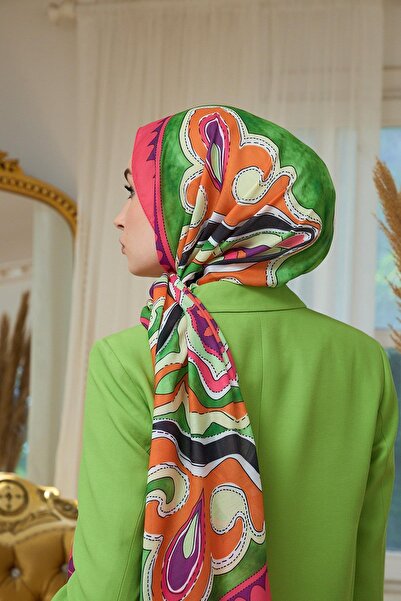 İpekhan Μαλακό σάλι Emerald Green Orange Summer Sparkle Collection - 3045-03