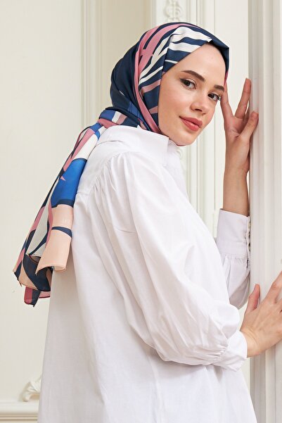 İpekhan Βαμβακερό σάλι βισκόζης Navy Blue Hawaii