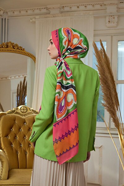 İpekhan Μαλακό σάλι Emerald Green Orange Summer Sparkle Collection - 3045-03