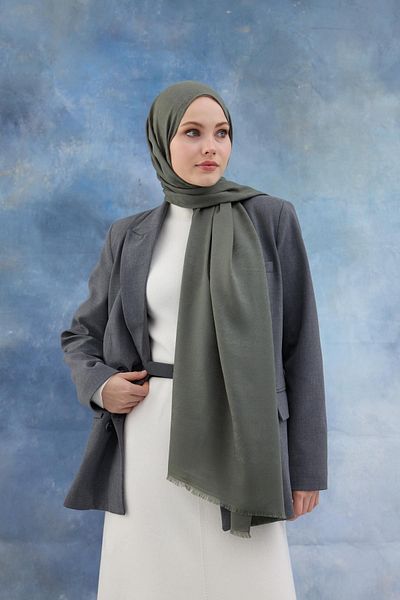 İpekhan Σάλι με βαμβακερό ζακάρ σχέδιο Houndstooth - Moss 8011-14