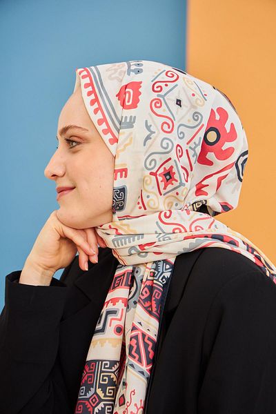 İpekhan Εποχής Μοτίβο Βαμβακερό Σάλι Mink 3024-15