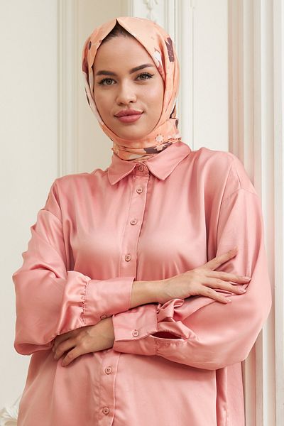 İpekhan Rose Cotton Viscose Shawl Salmon