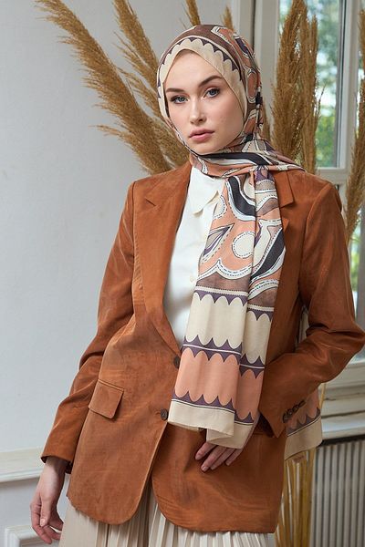 İpekhan Soft Shawl Salmon Brown Summer Sparkle Collection - 3045-08