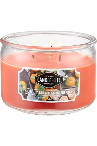 Candle-Lite مرطبان 3 فتائل سعة 10 أونصة للاستخدام اليومي مع رائحة التوت المندرين المضاءة بأشعة الشمس