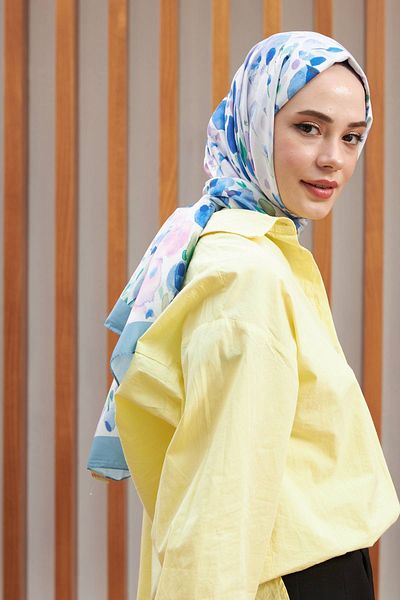 İpekhan Botanical Series Indigo Cotton Viscose Shawl - 3023-02
