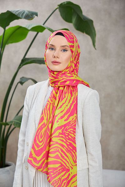 İpekhan Ethnic Galaxy Soft Shawl Pink Orange 3042-12