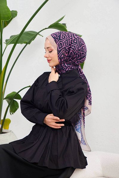 İpekhan Colorday Pure Soft Shawl Navy Blue Pink 3040-05