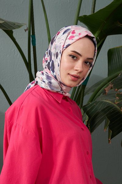 İpekhan Botanical Series Pink Anthracite Viscose Shawl - 3023-10