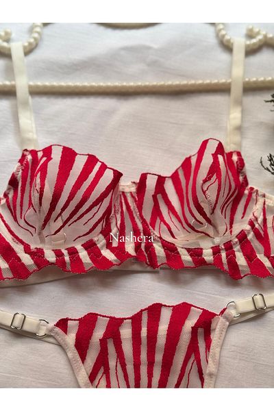 Nashera White Sword Embroidered Underwire Bralet Lingerie Set