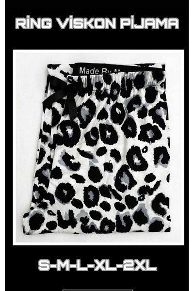 BAHHAR Pantaloni de damă cu talie înaltă leopard, cu modele, fund de pijama din viscoză Ceziz Hopeful