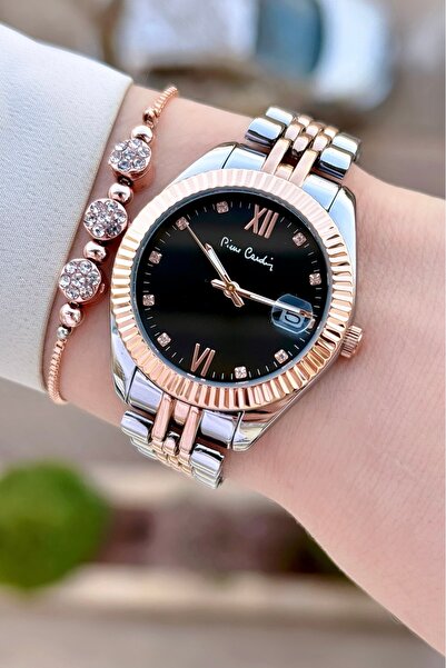Pierre Cardin Kadranı Siyah Bakır Metalik Renk 2 Yıl Garantili 34 mm Kadın Ko...