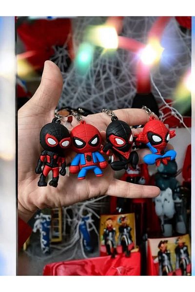 AVENGERS Spider Man 4 Pieces Different Model Spider Man Silicone Keychain and Bag Accessories
