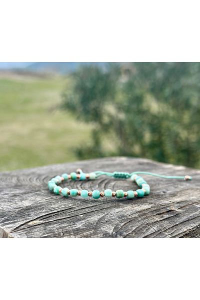 Gökçeada Certified 4 mm Amazonite Stone String Natural Stone Bracelet