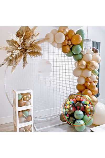 Ata Parti Dünyası Birthday Concept - 60 Pieces Chrome Gold, Caramel, Chocolate Brown Balloon Chain
