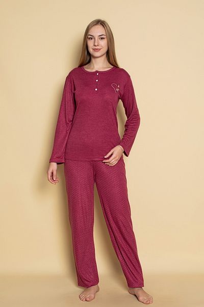 Farya Home Dreamy Bamboo Long Sleeve Polka Dot Button Lapel Pajama Set