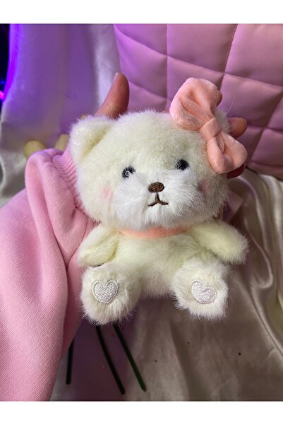 TATLIŞ Büyük boy beyaz yumuşacık fiyonklu köpek anahtarlık sevgililer günü öz...