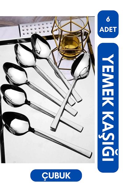 Gülçelik 6 Pieces Chopstick Series Tablespoon Stainless Steel