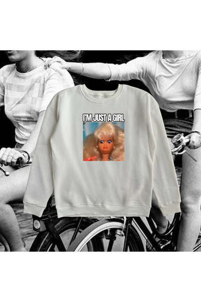 I am just a girl Baskılı Oversize  Sweatshirt