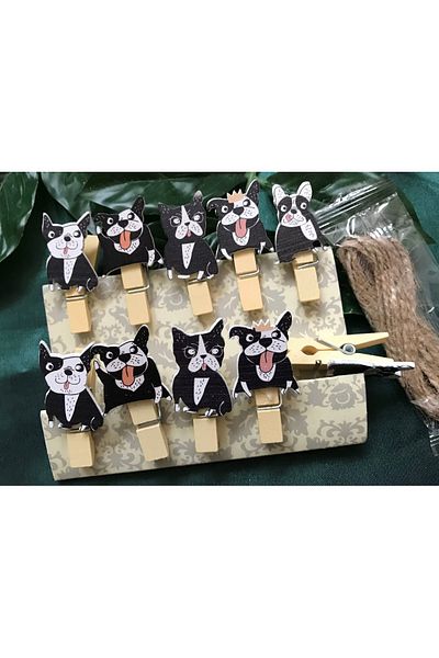 Happystore 10Pcs Lot New Black Pug Wood Paper Clips