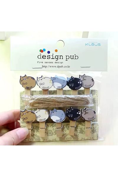 Happystore сладка анимационна цветна малка дървена щипка за хартия 10 бр.