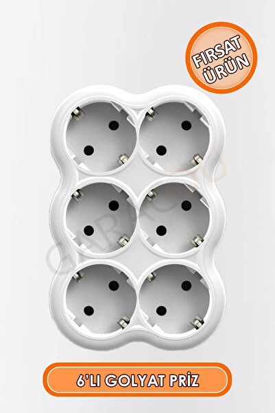 garaccu 6'lı Kaliteli Topraklı Kablosuz Fişli Golyat Priz Çoğaltıcı 1 Adet, G...