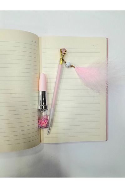 ÇİLEKHOMEAVM Caiet de amintiri orale scrise cu copertă rigidă - Pix cu pene cu pene și pix pentru ruj Design zilnic de memorie