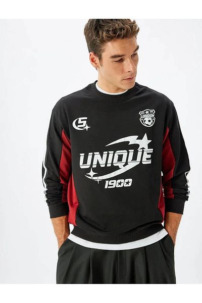 Koton Crew Neck Cotton Blend College nyomott pulóver