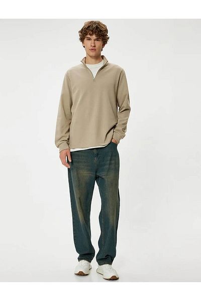 Koton Bavlněný svetr s dlouhým rukávem Basic - na zip