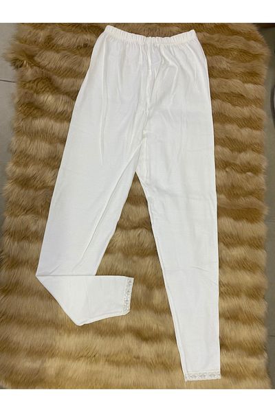 skycott Lace Detailed Muslin Patterned Long Shorts Sleepwear 100% Cotton Leggings Underwear