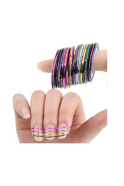 YAYOGE Nail Art Karışık Renk Şerit Tırnak Süsleme Bandı 10 Adet